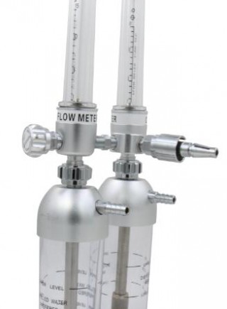 Aluminium oxygen flowmeter with aluminium humidifier bottle
